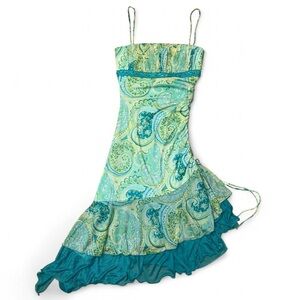 City Triangles Blue and Green Paisley Dress - Small